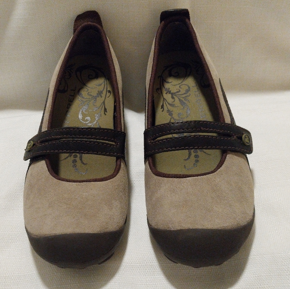 Merrell Plaza Bandeau Dark Taupe Suede Mary Jane Slip On